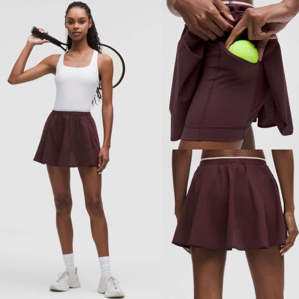 Lululemon Perforated Narrow Waistband Tennis Skirt
Goodnight Plum / Light Ivory